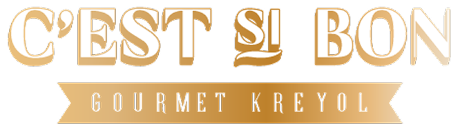 Logo of 'C'est Si Bon Gourmet Kreyol' with gold text on a white background