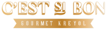 Logo of 'C'est Si Bon Gourmet Kreyol' with gold text on a white background